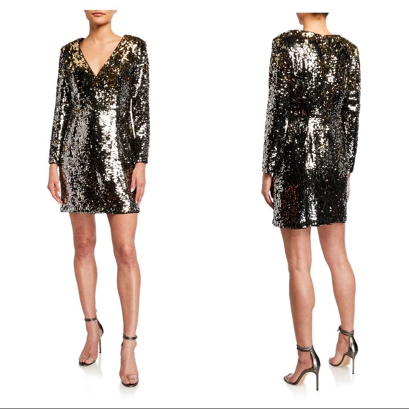 AIDAN MATTOX Sequin V-Neck Long Sleeve | 10 - Picture 1 of 16
